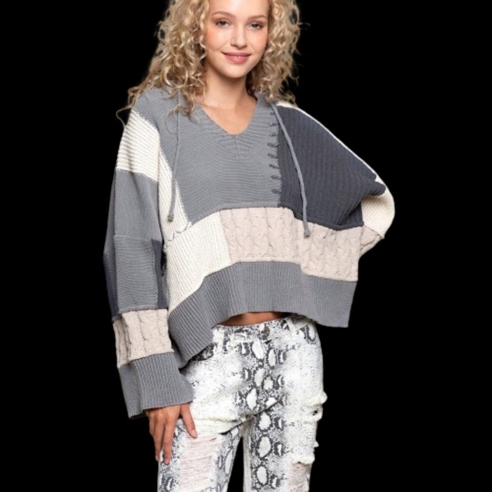 Color Block Cropped Sweater (NWT)